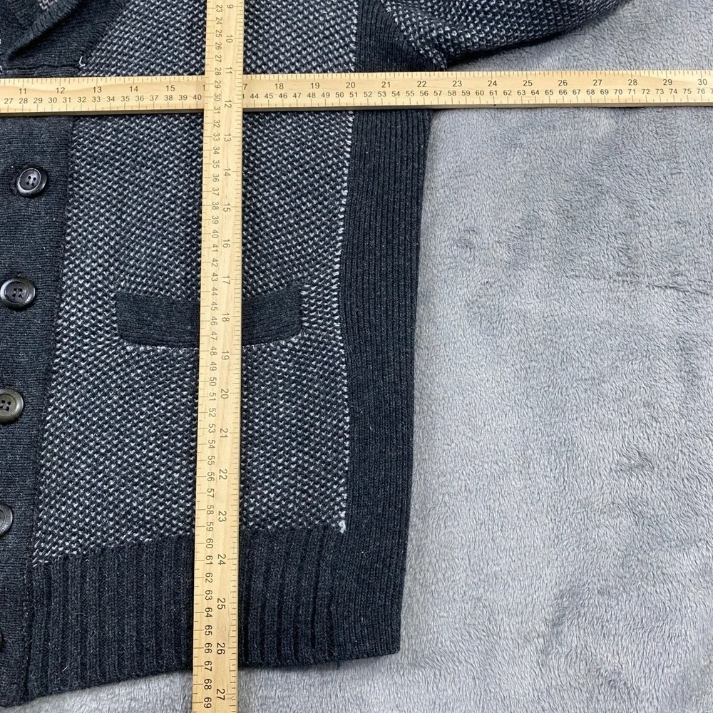 Seduka Sweater Mens XL Lambs wool Blend Shawl Collar Cardigan Elbow Patches Grey